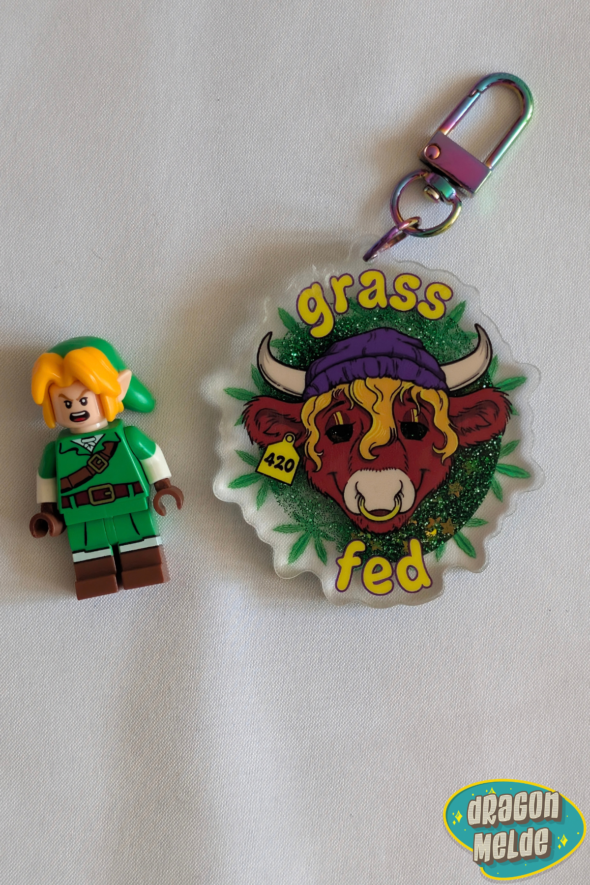 Grass Fed Liquid Glitter Keychain