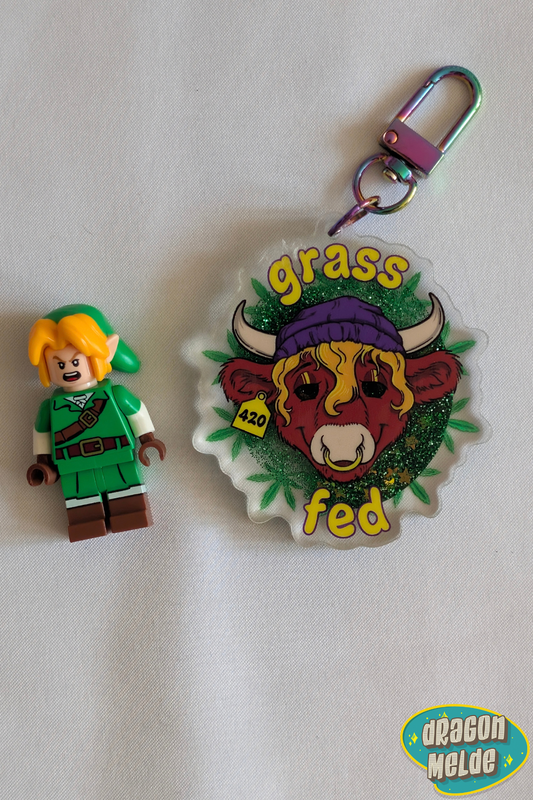 Grass Fed Liquid Glitter Keychain