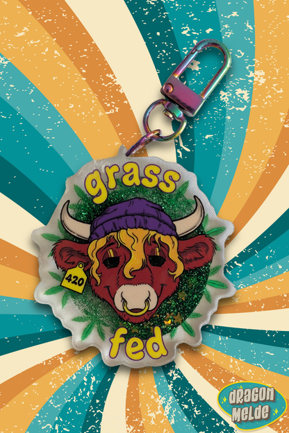 Grass Fed Liquid Glitter Keychain